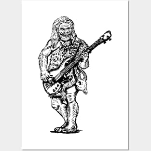 SEEMBO Neanderthal Playing Guitar Guitarist Musician Band Posters and Art